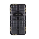 PIEZA RECTANGULAR CON PUNTAS DE MATERIAL METALICO CON PLASTICO COLOR NEGRO CON GRIS