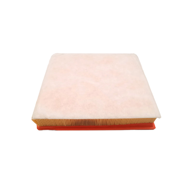 RECTANGULAR CON MARCO COLOR NARANJO, LA ZONA FILTRANTE ES DE MATERIAL PLEGADO AMARILLO CLARO, EN LA PARTE SUPERIOR TIENE UNA MALLA RIGIDA CON PATRON HEXAGONAL